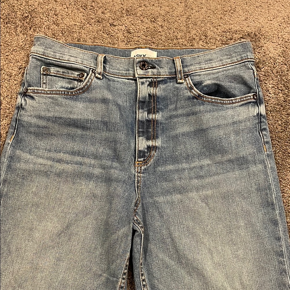ASKK NY Blue Cropped Straight Leg Jeans size 8 - Picture 4 of 14